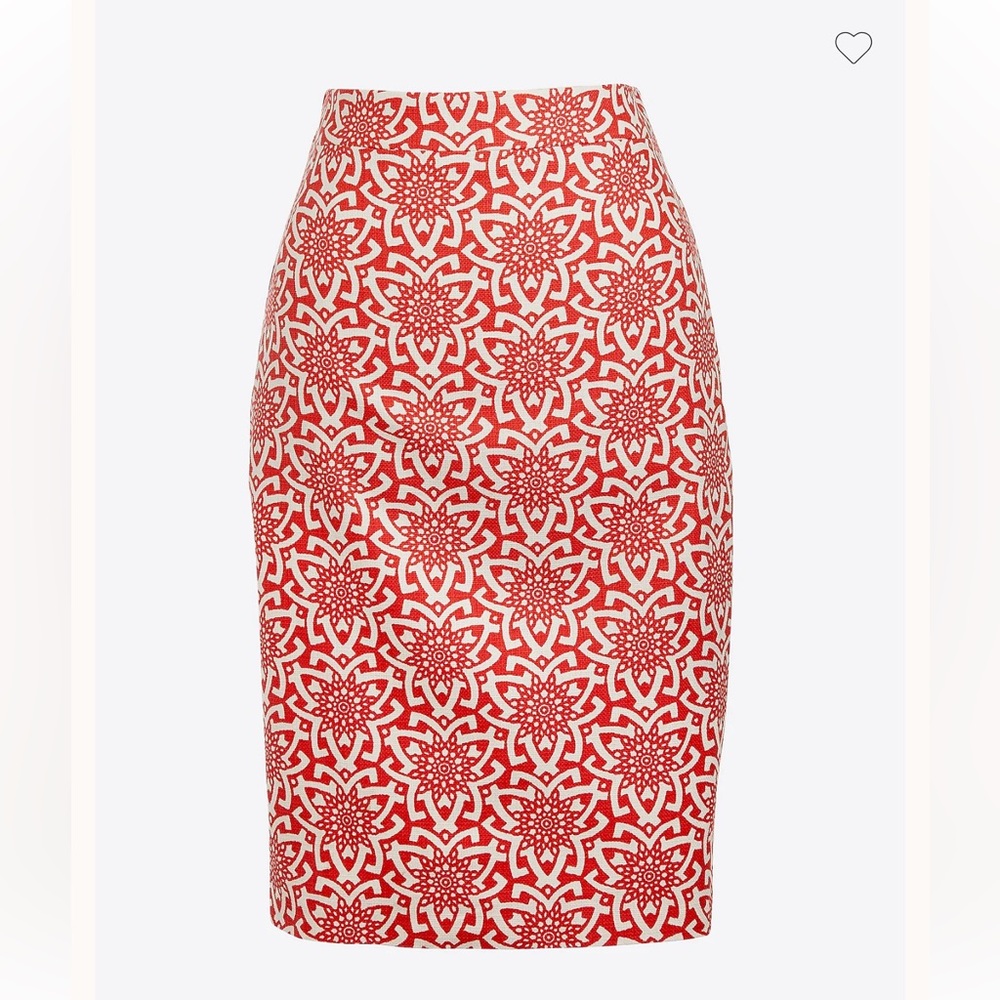 J. Crew Basketweave pencil skirt Size 6 Coral Print